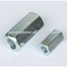 DIN6334 stainless steel long nut ,zinc plated hex long nut